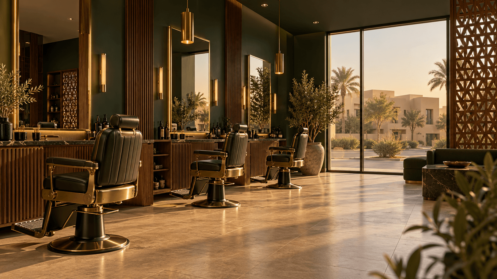 صورة توضيحية لداخل صالون MAREA Barber Club مع كراسي الحلاقة والمرايا